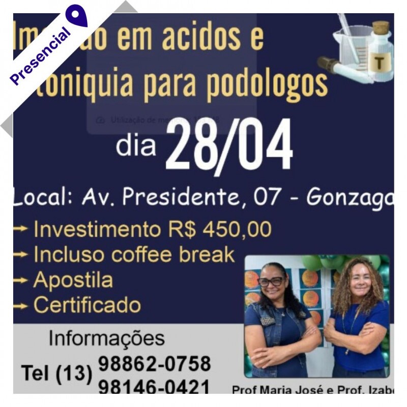 Curso de Podologia Presencial - Imersão em Ácidos e Ortoniquia
