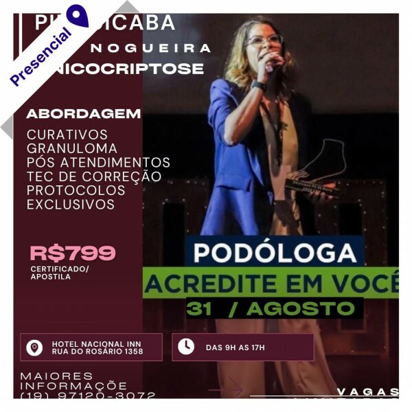 Curso de Podologia Presencial - Onicocriptose com Alê Nogueira em Piracicaba